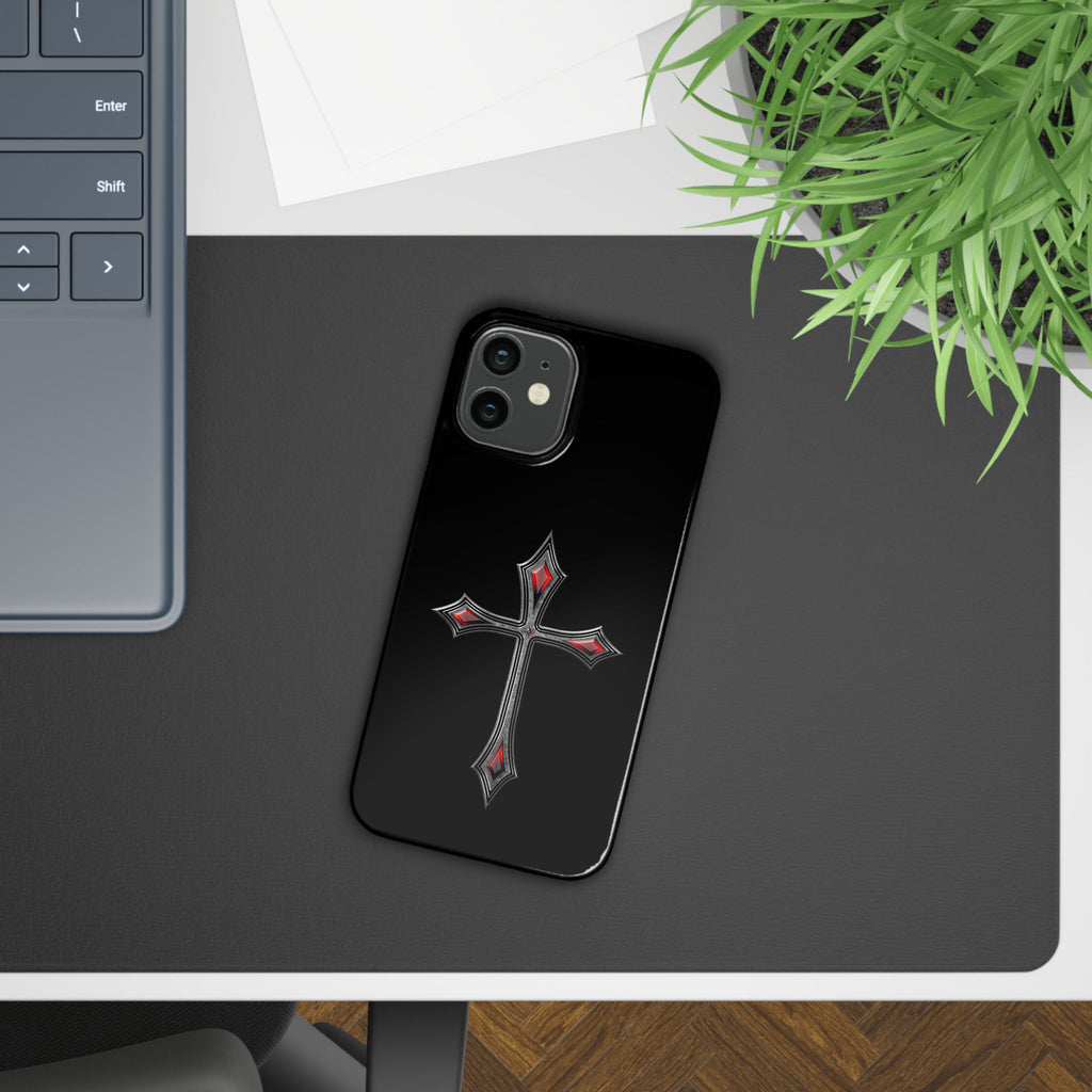 Armor Of God AOG iPhone Slim Phone Case Gothic Red Gem Cross