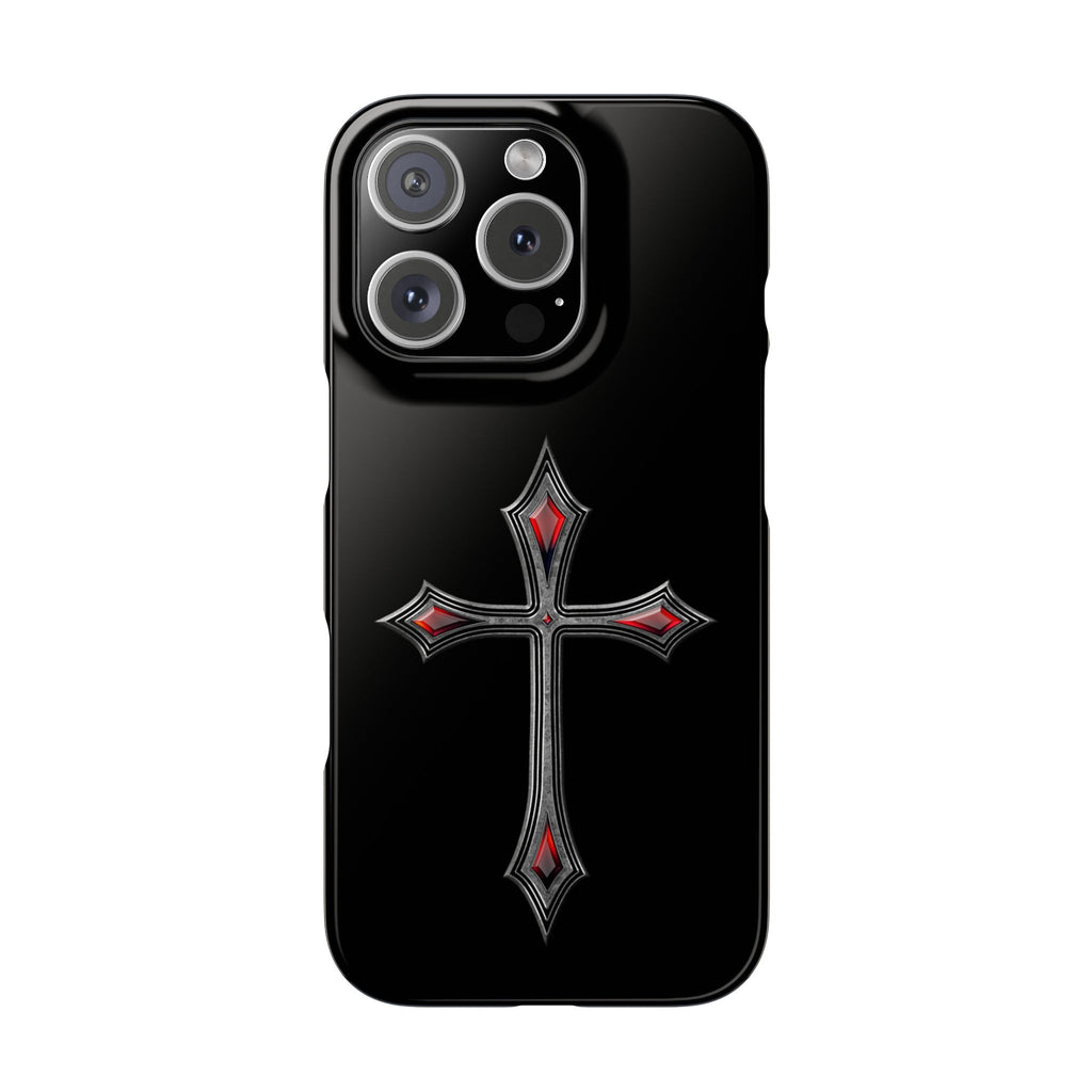 Armor Of God AOG iPhone Slim Phone Case Gothic Red Gem Cross