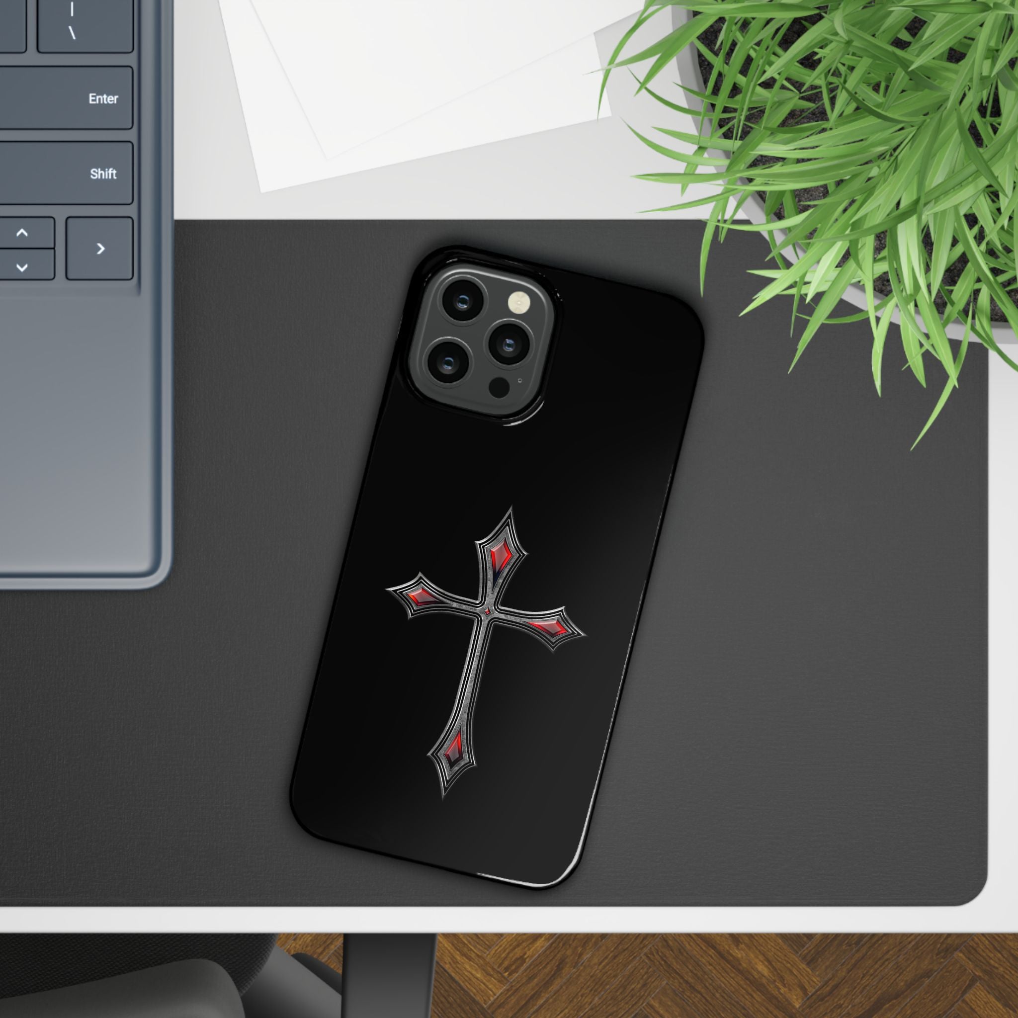 Armor Of God AOG iPhone Slim Phone Case Gothic Red Gem Cross