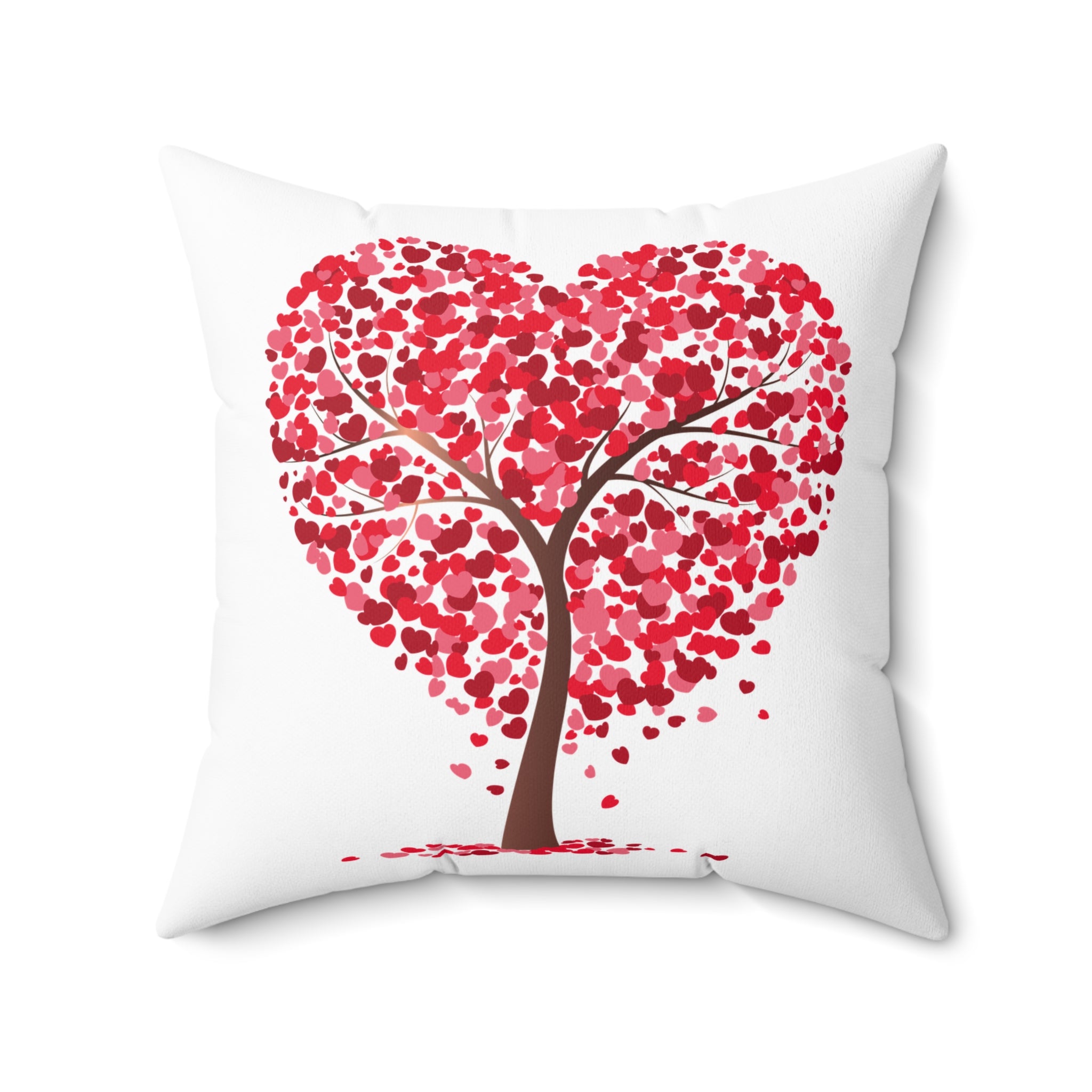 Divine Designed Heart Tree Pillow — Red Heart-Shaped Tree Decorative Throw Pillow