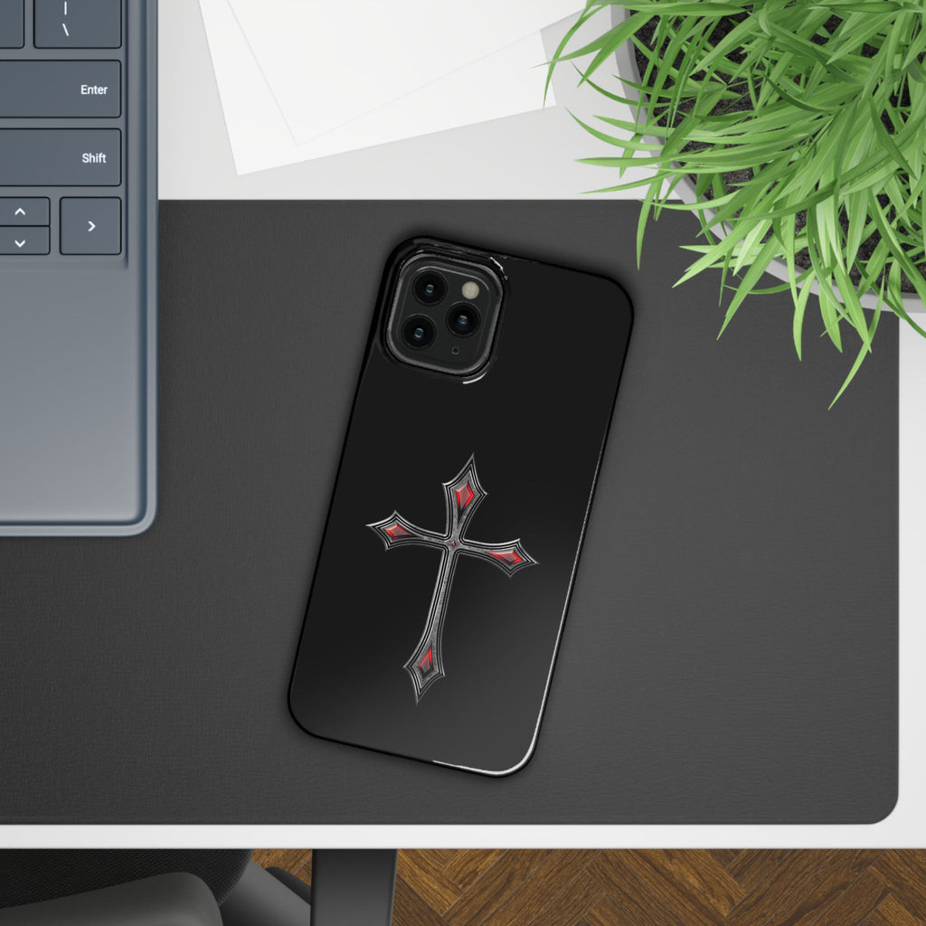 Armor Of God AOG iPhone Slim Phone Case Gothic Red Gem Cross