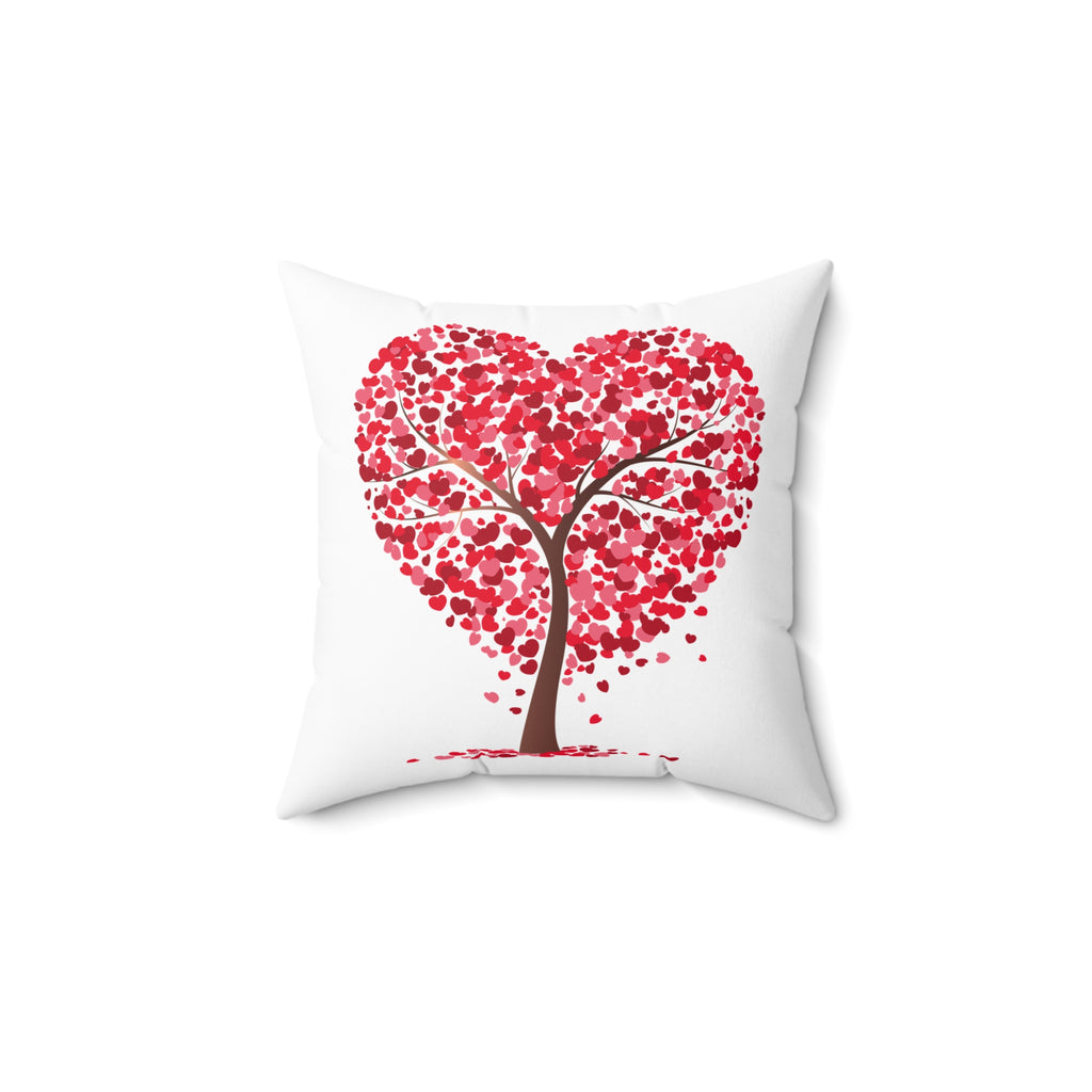 Divine Designed Heart Tree Pillow — Red Heart-Shaped Tree Decorative Throw Pillow