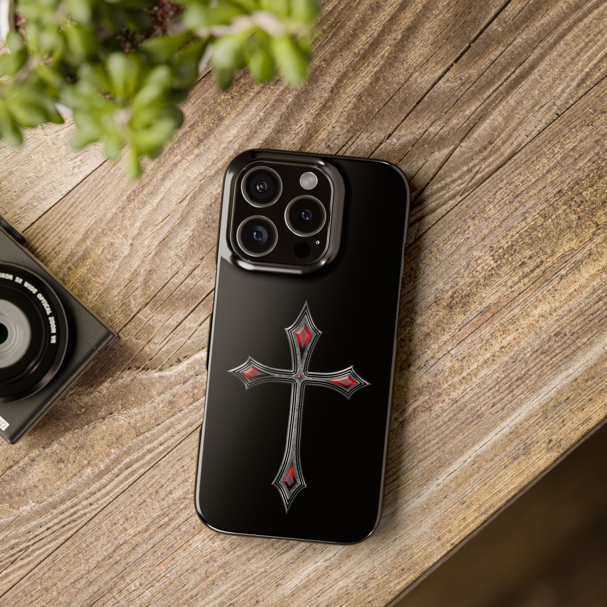 Armor Of God AOG iPhone Slim Phone Case Gothic Red Gem Cross