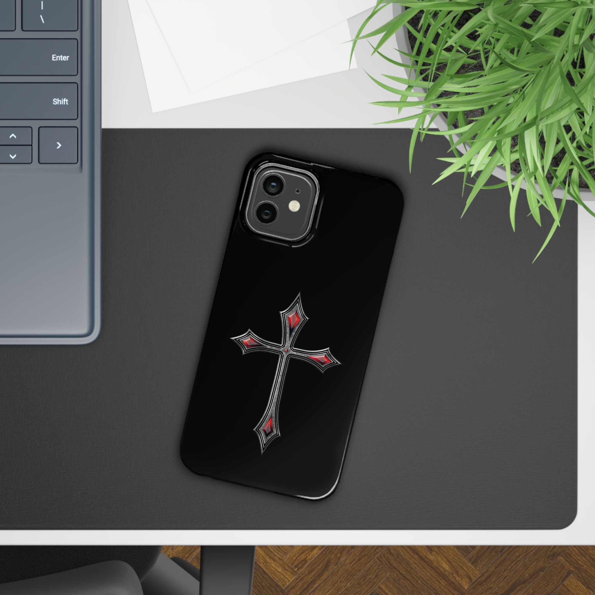 Armor Of God AOG iPhone Slim Phone Case Gothic Red Gem Cross