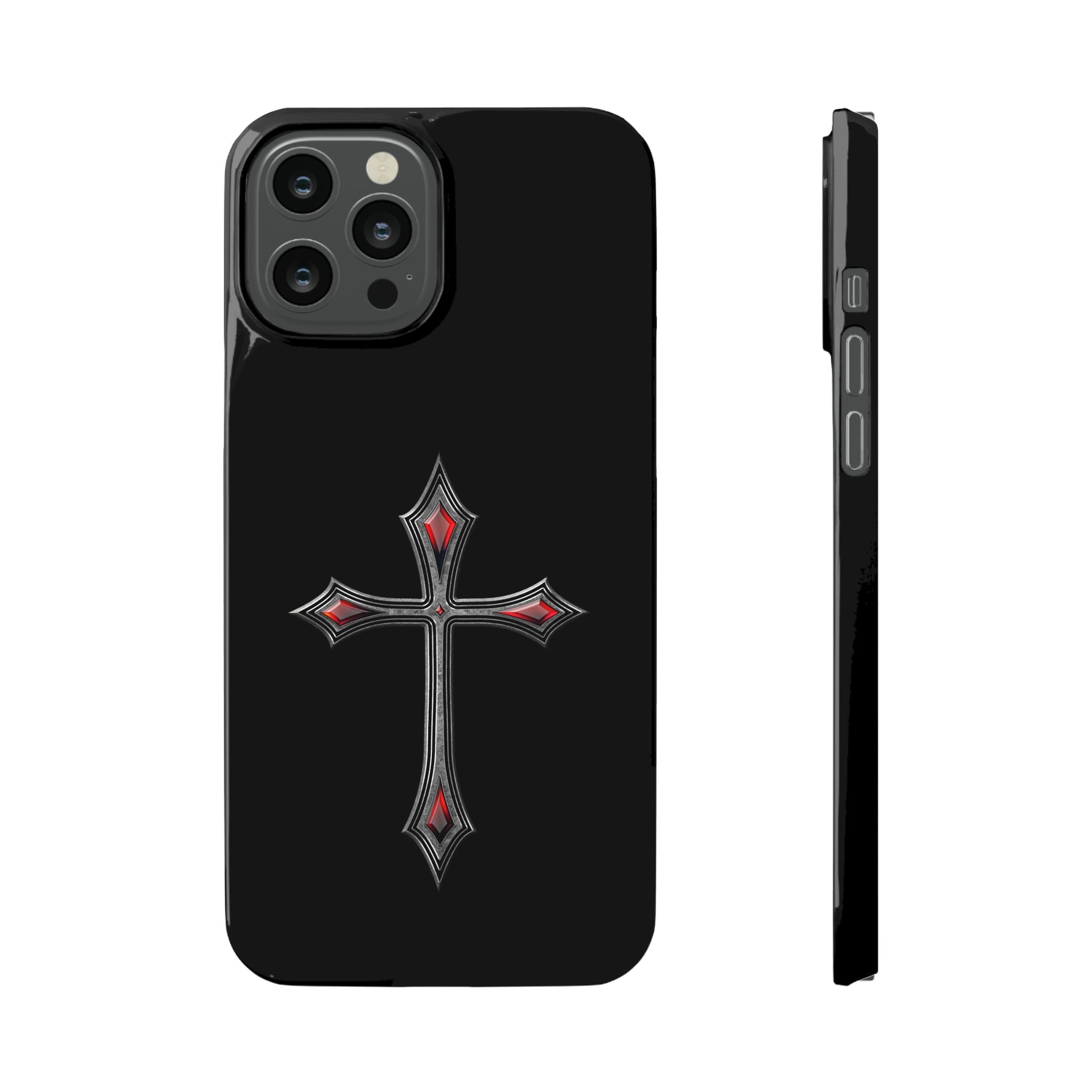 Armor Of God AOG iPhone Slim Phone Case Gothic Red Gem Cross