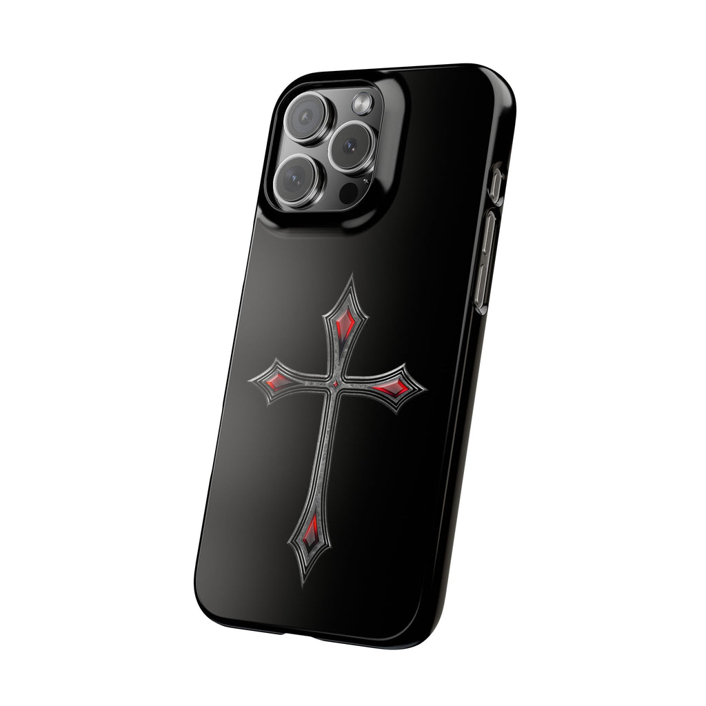 Armor Of God AOG iPhone Slim Phone Case Gothic Red Gem Cross